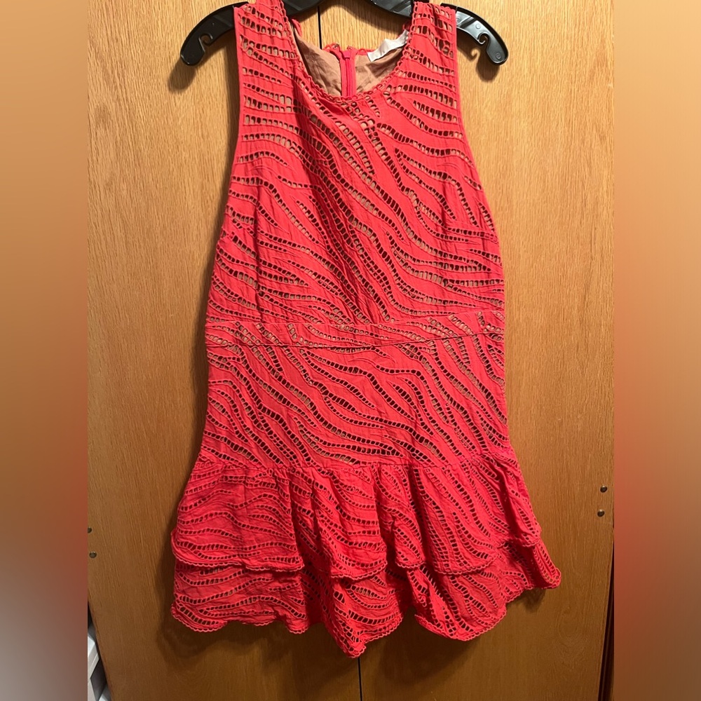 Michael Kors Women’s geranium zebra eyelet cotton lined fit & flare Dr Size 14